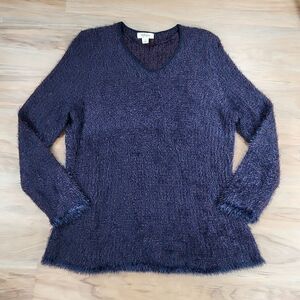 🔹️Style & Co Purple & Blue Soft Eyelash Long Sleeve Sweater Large